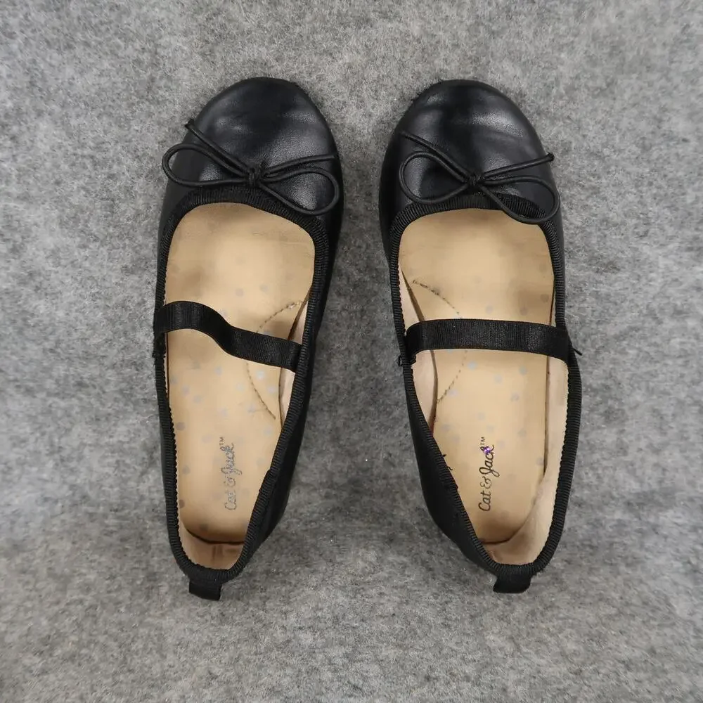 Cat & Jack Shoes Kids Toddler 10 Ballet Flats Elastic Strap Girls Slip On Black